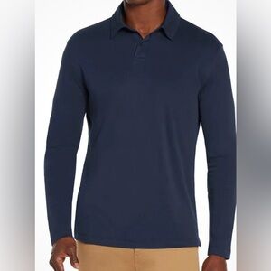 Banana Republic Men’s Long Sleeve Luxe Touch Polo Navy Blue Size Large New